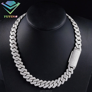 Hot Sale <b>Cheap</b> Men's Hip Hop Cuban <b>Chain</b> VVS Moissanite 925 Sterling Silver <b>Gold</b> Plated Certified Pass Diamonds Test Necklace - Product Image 4