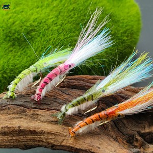 เหยื่อตกปลาแบบสตรีมเมอร์เรืองแสงพรีเมียม รุ่น Luminous Shrimp Streamer Glow Wet Fly  ทำจากไหมไอซ์ซิลค์  ผูกด้วยมือ  ชนิดจม  รูปทรง<span class=keywords><strong>กุ้ง</strong></span>  อุปกรณ์ตกปลา - Product Image 2