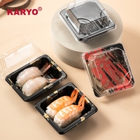 1200 vente en gros jetable en plastique noir à emporter APET/PSetizer Sushi emballage boîte plateau clair Sushi alimentaire conteneur avec couvercle