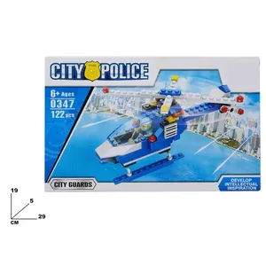 Blocs de construction d'hélicoptère de la police de la ville, 122 pièces, ensemble de gardes de la ville, à partir de 6 ans - Product Image 1