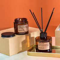 Bougie parfumée sans flamme en cire de soja, personnalisable, petite bouteille en verre marron, ornement décoratif pour la maison, coffret cadeau Diwali Pâques, vente en gros