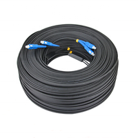 Kabel Serat Optik Tipe Bow 10 50 75 100 meter SM G657A Duplex SC UPC APC 2 Core Indoor FTTH Fiber Optic Drop Cable Patch Cord