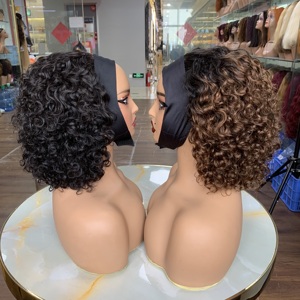 Headband Wig Human Hair,Womens Hair Wigs,SDD 12 Inches Nature Color Luxury Curl Wig Human Hair Short - Product Image 4