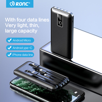 Power Bank Ponsel Pintar Baterai Li-Polymer 10000mAh Desain New Age dengan Layar LED Pengisian Cepat 10W 4 Kabel