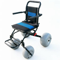 Fauteuil roulant tout-terrain pour la plage, roues larges à pneus gonflables, pliable, léger, 4 roues, pour le sable et le bord de mer