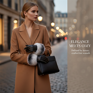 Gants d'hiver Zeyu pour <span class=keywords><strong>femme</strong></span> en peau de mouton, cinq doigts, épaissis, ornés de fourrure de lapin mignonne, luxueux, en cuir véritable, décontractés pour le quotidien - Product Image 4