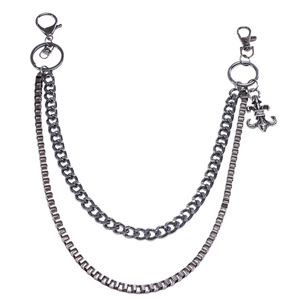 Double Layer Metal Waist <b>Chain</b> For Men Hip Hop Cross Shape Zinc Alloy Casual Street Style Pants <b>Chain</b> Gunmetal Color - Product Image 5
