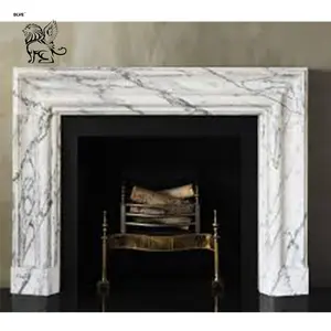 Decorazione interna in marmo naturale italiano classico BLVE fuoco posto personalizzato lucido Design camino mensola del camino MFJ-13
