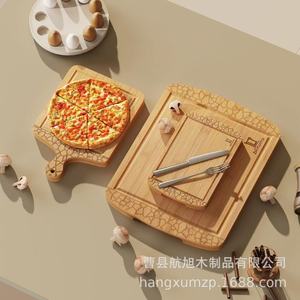 Planche à découper en bois rectangulaire avec poignée, planche de cuisine en bois massif pour pain et pizza - Product Image 2
