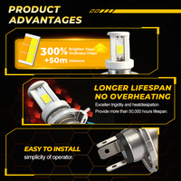 Nouveau design, phare LED H4 pour moto, double couleur, COB, faisceau haut et bas, étanche, mini phare avant pour moto