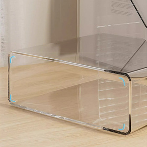 Transparent Desktop File Organizer Acrylic A4 Paper Storage <b>Box</b> Bookshelf Desk <b>Shelf</b> Office Organizer Standing Type Solid Color - Product Image 3