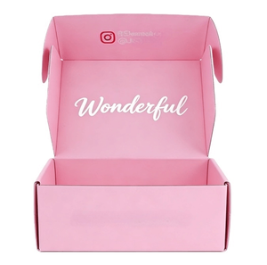 Boîtes d'expédition en carton ondulé personnalisées pour emballages cadeaux roses avec impression sur mesure - Product Image 4