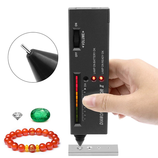 Compact Diamond Tester Pen Upgraded Gemstone Selector LED Indicator Accurate High Accuracy Tools for Jewelry Novice Expert Black