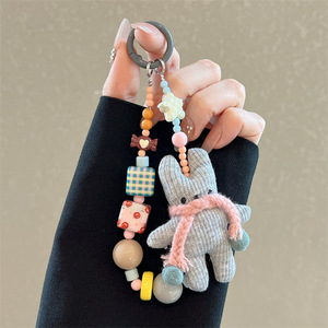 Cartoon Rabbit <strong>Beaded</strong> <strong>Keychain</strong> Scarf Decor Bag Charm Pendant - Product Image 1