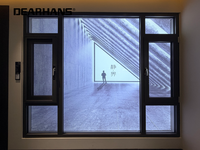 Ventana Abatible de Aluminio con Certificación CE, Antirrobo, Moderna, de Marco Delgado, Inclinable y Giratoria, Doble Vidrio Templado, Resistente a Huracanes y al Ruido