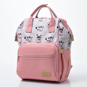Zaino Fasciatoio Grande Capacità per Mamme, Design Cartoon Rosa, Borsa da Viaggio per Neonati e Maternità - Product Image 1