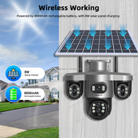 Hongnaer 16MP 8K V380 Pro Solar Powered WiFi 4G Security Camera With 3 PTZ 3 Screens 4 Lens 10X Zoom for Outdoor Home and Farm