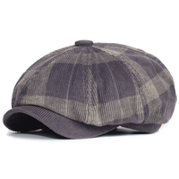 Gorro de Pana a Cuadros, Estilo Vintage, Gorra Plana para Conductor, Cálida para Otoño e Invierno, Gorra Deportiva de Béisbol, Gorra Newsboy
