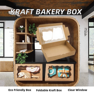 Umweltfreundliche, recycelte Materialien, individuell gestaltete Kraftpapier-Bäckereiboxen mit transparentem Fenster für Lebensmittelverpackungen. - Product Image 2