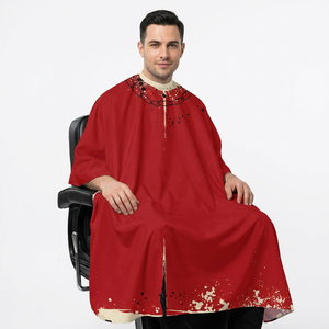 Cape de Barbier Professionnelle Rouge Artistique Style Basquiat – Cape de Coiffure Créative pour Salon de Coiffure et Styliste - Product Image 1