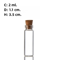 11mm Baïonnette Bouchon En Bois Bouchon En Caoutchouc 2ml Mini Bouteille En Verre Transparent Emballage De Poudre Médicale