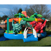 Grand château gonflable de dinosaure, châteaux gonflables d'anime avec toboggan combiné, grand château gonflable extérieur