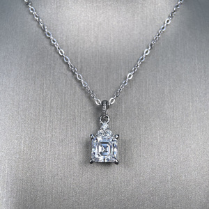 Collar de Moissanita de Lujo de 1ct con Plata S925 y Colgante de Corte Asscher de 66mm, Producto de Gran Demanda para Transmisiones en Vivo - Product Image 2