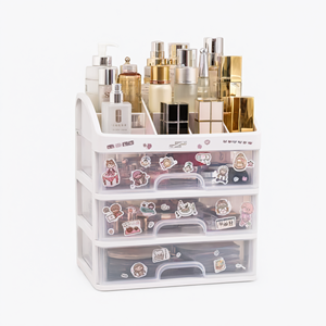 Transparent Cosmetic Storage Box Drawer Type Makeup Organizer For Bathroom Plastic Vanity <b>Case</b> - Product Image 1