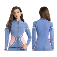 DIVESTAR Jaket Selam Wanita Ukuran Besar 2mm Neoprena Tahan Air Bernapas Lengan Panjang Atasan Celana untuk Aerobik Air dan Menyelam