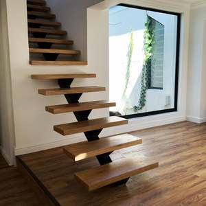 <span class=keywords><strong>Escalier</strong></span> de maison de villa à guichet unique Escaliers droits flottants Conceptions d'escaliers intérieurs en <span class=keywords><strong>bois</strong></span> durables personnalisés - Product Image 2