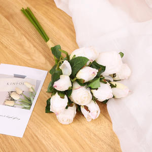 Bouquet de roses artificielles, 6 tiges, 12 têtes, fleurs en soie, haute simulation, décoration de mariage et de maison, longueur 35 cm - Product Image 4