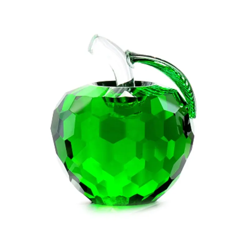 Fabricage Hete Verkoop Cornamental Glas Crystal Apple Groen Voor Bureau Decoratie