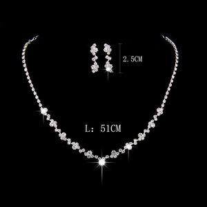 Conjunto de pendientes de collar de gota de agua de circón de diamantes de imitación simples europeos y americanos conjunto de collar de pendientes de plata de joyería de novia - Product Image 6