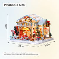 Kit de bricolage miniature pour maison de poupée, Noël, artisanat en bois, métal, plastique, papier, lumière LED, puzzles 3D en bois, cadeau