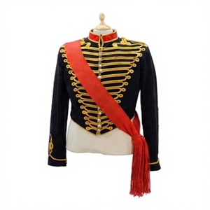 Veste Victorienne Style Uniforme d'Artillerie Équestre Napoléonienne Col Noir Rouge Tresse Dorée Vêtement d'extérieur pour Homme - Product Image 6