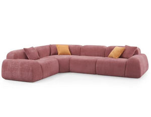 <span class=keywords><strong>Canapé</strong></span> en forme de L en mélange de lin terre cuite, sans ossature, emballé sous vide, résistant aux taches, rembourrage en mousse haute densité, acier inoxydable, pour école - Product Image 5