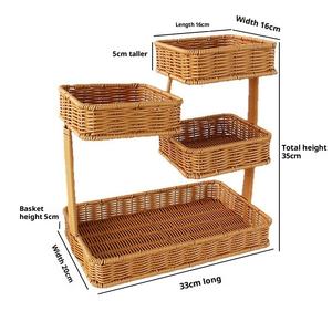 Rettangolo in Rattan tessuto ecologico moderno multifunzione cesto <span class=keywords><strong>di</strong></span> conservazione degli alimenti e Rack per uso domestico e della cucina - Product Image 6