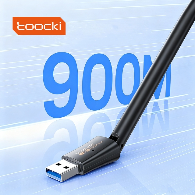 Toocki Wide-Coverage Wi-Fi Adapter External High-Gain Antenna Stable Signal From Router Wireless Device Connection for Daily