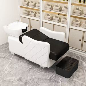 New model hair salon-specific semi-reclining water-filling hair washing <b>bed</b> for factory direct sale featuring foot pedal - Product Image 5