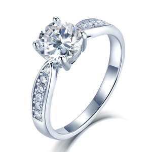 Venta al por mayor anillo precio grado <span class=keywords><strong>E</strong></span> oro blanco <span class=keywords><strong>Moissanite</strong></span> anillo - Product Image 1