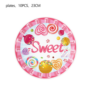 Articles de fête d'anniversaire sur le thème des sucettes HLC : Assiettes roses, serviettes, gobelets, nappes et bannières pour fête d'anniversaire - Product Image 4