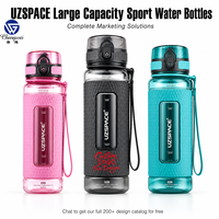 Bouteille d'eau sport grande capacité UZSPACE sans BPA, en Tritan, avec couvercle à clapet, manchon antidérapant, logo personnalisé, OEM ODM, 701 ml, 800 ml, 1100 ml