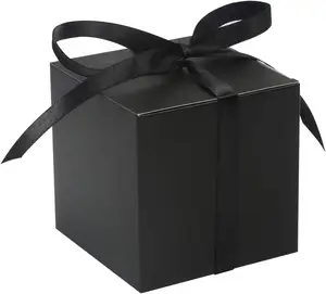 Kotak Hadiah Pernikahan Kotak Hadiah Kertas 3X3X3 Inci Kotak Hadiah Kecil dengan Pita