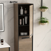 ORTONBATH meja rias kamar mandi dengan satu bagian atas wastafel keramik, Set kabinet penyimpanan dudukan Kombo furnitur kamar mandi dengan cermin LED