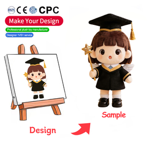 دمى قطيفة مخصصة من المصنع، هدايا تخرج 2026-2027، دمى لطيفة لتخفيف التوتر مع قبعة البكالوريوس - Product Image 3