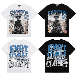 <span class=keywords><strong>T</strong></span>-<span class=keywords><strong>shirt</strong></span> Casual Estiva Oversize in Maglia Stile Street con Stampa <span class=keywords><strong>Motociclista</strong></span> EMOTION e Lettere in Strass a Vita Alta - Product Image 1