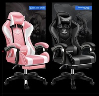 Chaise de jeu avec repose-pieds - Chaise de bureau réglable pour ordinateur, bureau, chambre à coucher, dortoir avec soutien lombaire