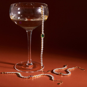 Elegant Women's Zircon <b>Bracelet</b> Gold Plated <b>Crystal</b> Bezel Setting Party Jewelry Geometric Design Fashion Accessory - Product Image 3