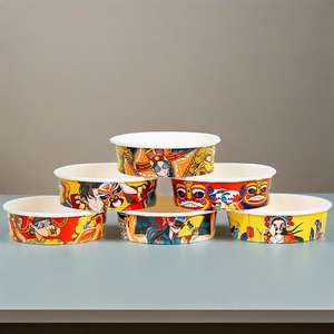 ชามกระดาษคราฟท์แบบใช้แล้วทิ้งพิมพ์ลายตามสั่งขายส่ง พร้อมฝาปิด สำหรับขนม น้ำตาล ขนมปัง บรรจุภัณฑ์อาหาร และชามสลัดแบบนำกลับบ้าน - Product Image 4