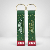 Etiqueta Colgante de Cinta Grosgrain con Logotipo Personalizado al por Mayor 2026, Llavero, Decoración Navideña, Impresión de Copo de Nieve Dorado por Transferencia Térmica